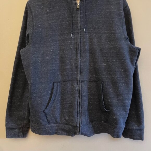Old Navy Dark Heather Blue Sherpa-Lined Hoodie Zip-Up Sweatshirt - Picture 7 of 15